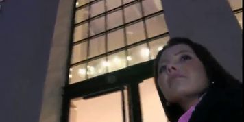 Hot brunette from streets sucks huge dick and balls - video 1