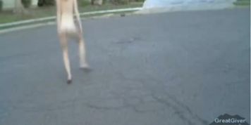 Blonde Dared to get Naked in Street for Neighbors