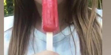 Deep throating a popsicle