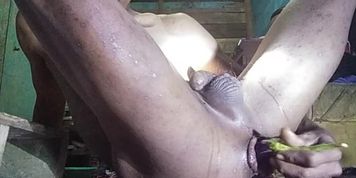 Indra ngocok lubang pantat pake terong