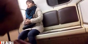 Asian Scared by Cumshot on Train