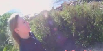 Teen amateur pulled and fucked outdoors POV