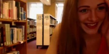 Camgirl flashing Body in Library