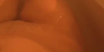 Amateur brunette girlfriend masturbating and sucking dick in the bathroom