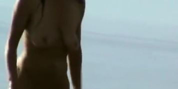 Middle-aged lady goes for a swim