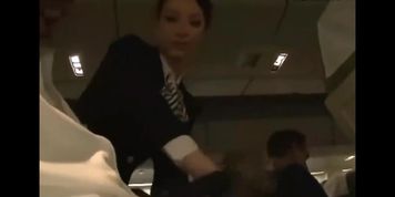 Beautiful Japanese stewardess dissuade guy from masturbating on the plane