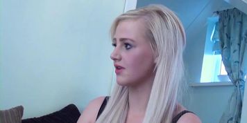 BANG.com - Pretty Blonde Abbi Price sucks on nerd dick