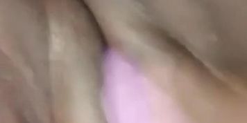 Juicy Ebony Pussy Squirts from toy