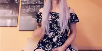 cute Hannah Marie jerking off in a Dress