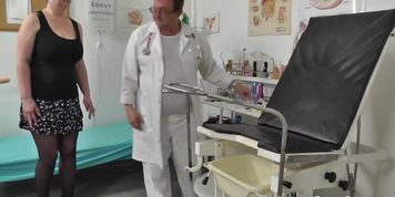 Voyeur doctor secretly films chubby mommy on her gyno exam