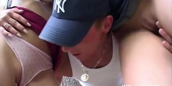 Bisexual bitches gangbanged in the woods