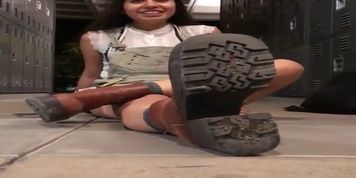 Girl show her Boots and socks