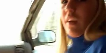 My hot little blonde gf jerks me off in the car
