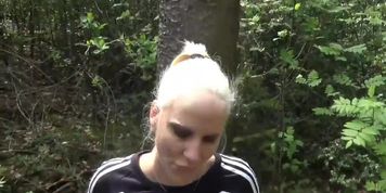 Cute blonde fucks while playing basketball