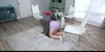 Violet Gems Stuck and Fucked Under the Table