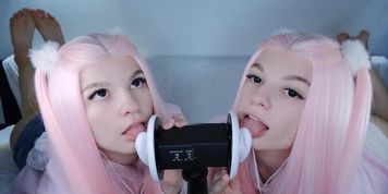 ASMR - DOUBLE WET LICKING | PASSIONATE EARS EATING, SALIVA CLOSE UP + FEET - 