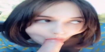 Girlfriend sucking my dick when her dad drives a car