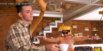 He found a mature woman all tied up and fucked her