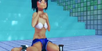 underwater girl and hourglass