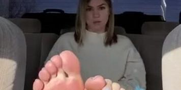 Your sister-in-law gives you a virtual footjob in your car