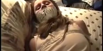 Guy spends evening with his tied up and gagged gf
