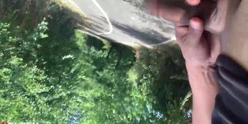 Naked and cum in pubic trails