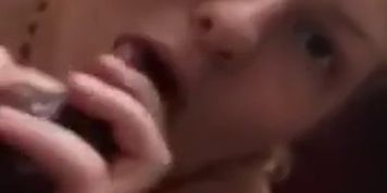 Pawg lets her bbc bf but on her face while her Husband Watches 