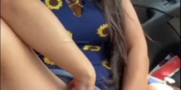 Blue sundress car fun