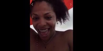 Black Mature nip slip on ig live