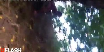 scared ebony caught pissing in the woods