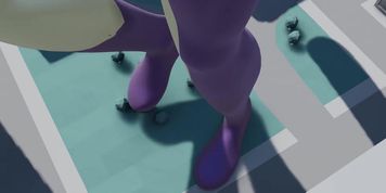 [3D Furry Macro] Purple Cat Growth Rooftop View HQ by Ducky (Catherine Parris)