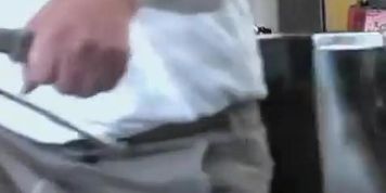Cute girl in jeans got boob sharked in front of her door