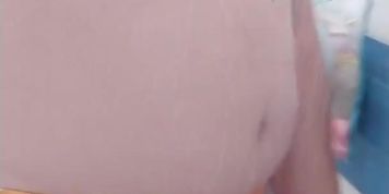 Boy wearing bikini mother and masturbate under shower