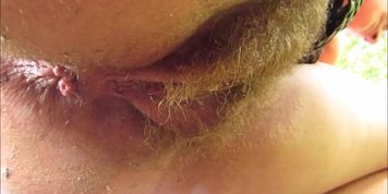 Hairy blonde pissing