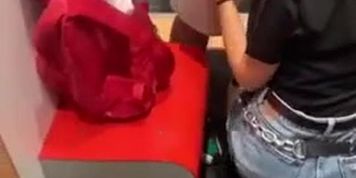 Big Ukrainian ass fucked in the locker room at the shopping center [Ukrainian porn, R