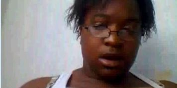 Ebony shows big tits on webcam