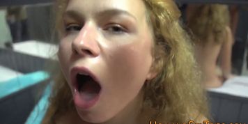 Dutch hooker guzzles jizz - video 1
