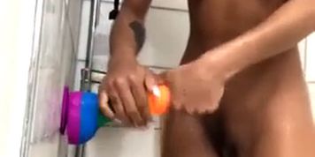 Watch Me Screw Big Colorful Dildo