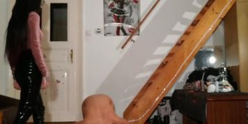 Dominatrix does rough ball kicking cbt for slave