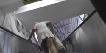 First-class upskirting scene demonstrates nice thong