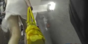 Gripping blond upskirt video