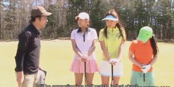 Asian girl gets naked at the golf course