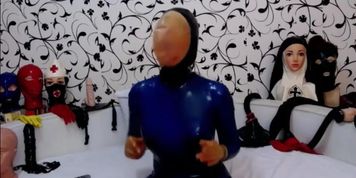 Blue Latex Catsuit Cam Goddess