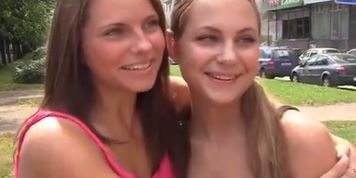 Two sexy girls in hot outdoor screw