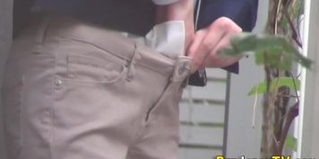 PISS JAPAN TV - Asian worker wets herself and pee soaks pants