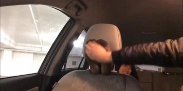 Asian girl gets her feet worshiped and sniffed in a car