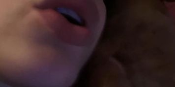 cute hot latina teen bitch sucks stepdad's huge cock on close-up. INTENSE BLOWJOB!
