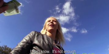 Pulled european babe pounded on hood of car