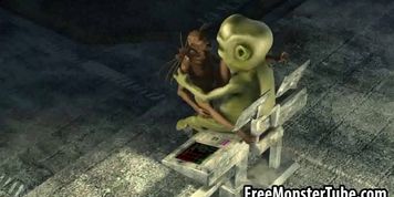 3D alien babe getting fucked hard by a monster