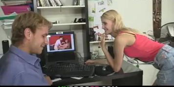 Slim small tits blonde rides another dick